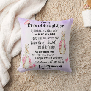 Coussin Petite-fille aime lapin Poème personnalisé Ajouter