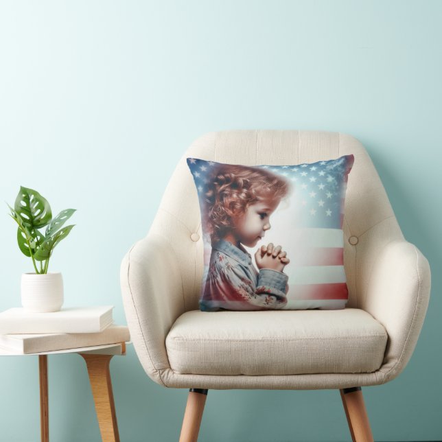 Coussin Petite fille américaine priant (Chaise)