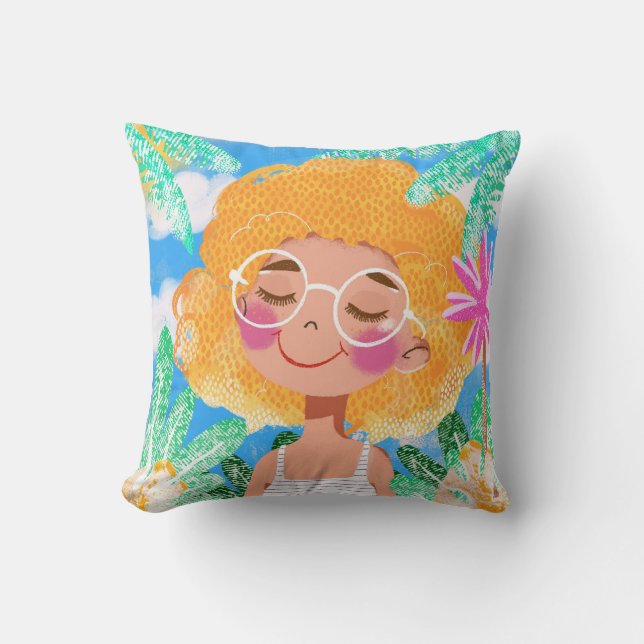 Coussin Petite fille aux fleurs (Recto)