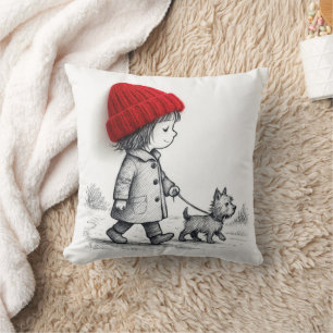 Coussin Petite Fille Avec Chapeau Rouge 3D Promenent Son C