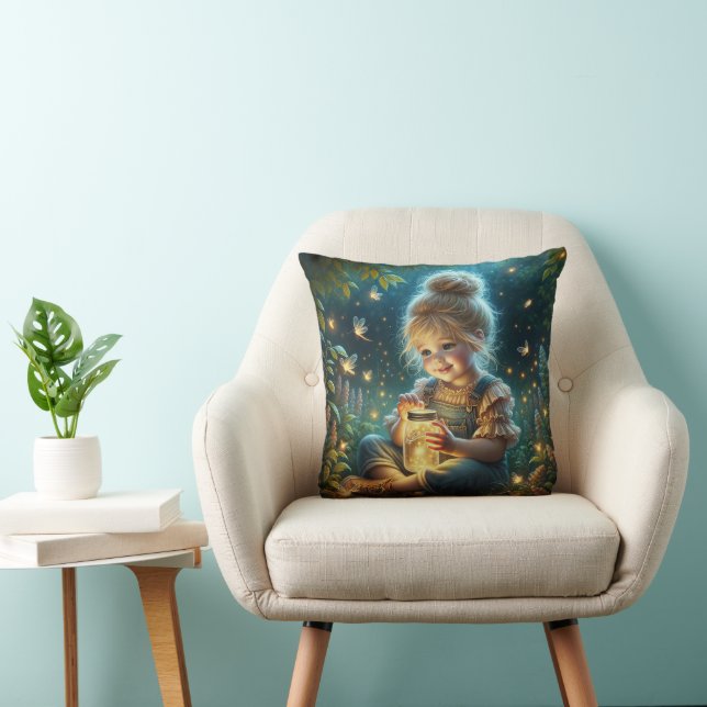 Coussin Petite fille avec jarre de lucioles (Chaise)