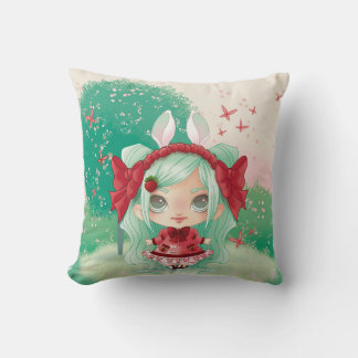 Coussin petite fille lapin