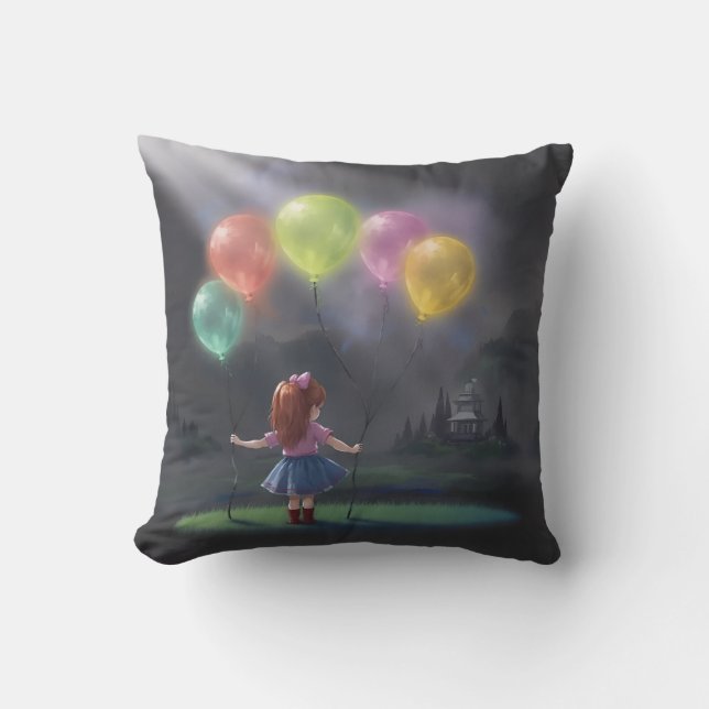 Coussin Petite fille mignonne avec des ballons (Recto)