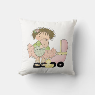 Coussin Petite fille mignonne / Buggy et poupée