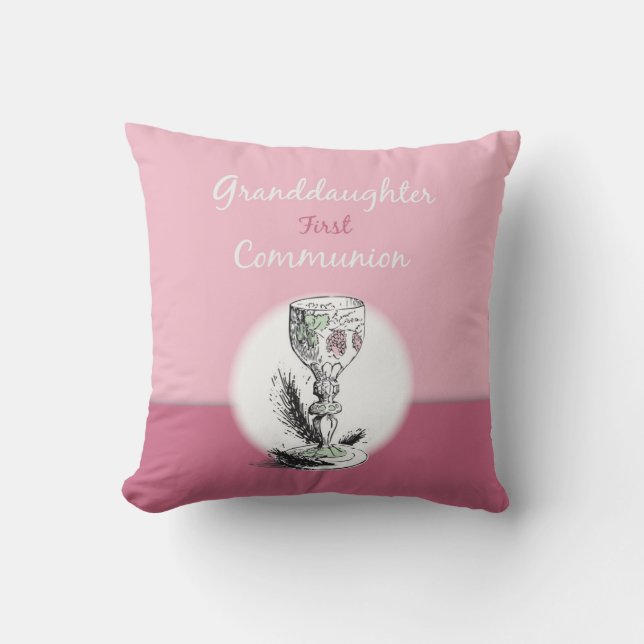 Coussin Petite-fille Première Communion rose, Chalice (Recto)