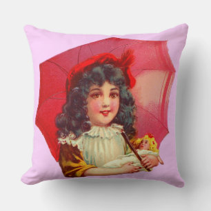Coussin petite fille victorienne et sa poupée