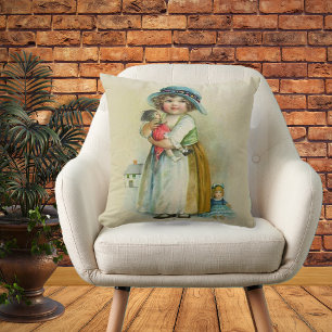 Coussin Petite fille vintage Chubby Cheeks Casquette Poupé