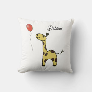 Coussin petite girafe mignonne avec ballons Jeter l'oreill
