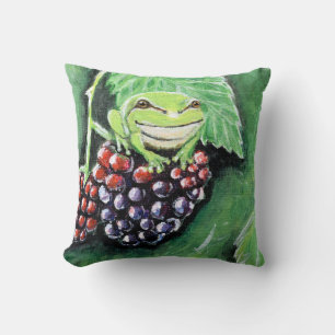 Coussin Petite grenouille d'arbre sur une peinture de Blac
