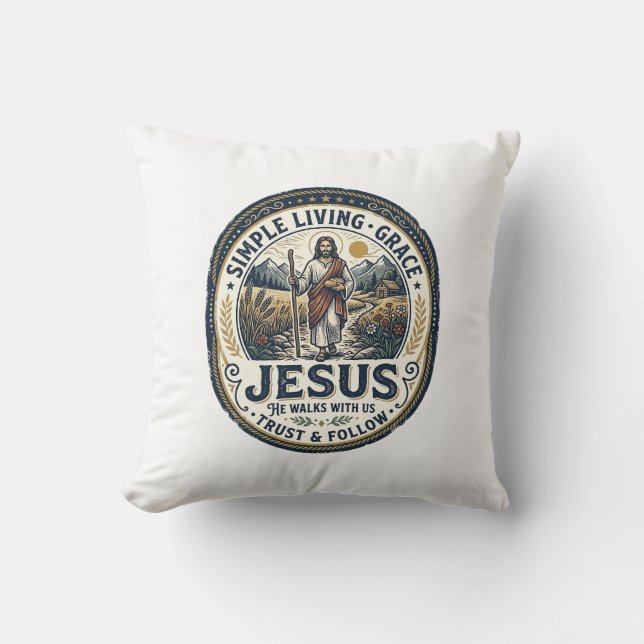 Coussin Petite Maison de Jésus Vie Slow Vintage (Recto)