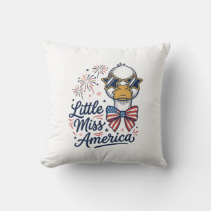 Coussin Petite Miss America Canard Patriote Vintage T-Shir