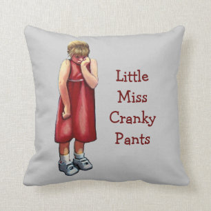 Coussin Petite Mlle Cranky Pants : Fille boudante : Art en