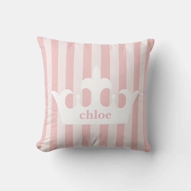 Coussin Petite princesse Crown Pink Striped Nursery (Recto)