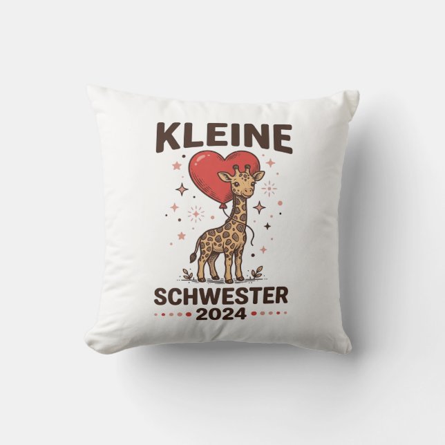 Coussin Petite sœur 2024 Conception de sœur girafe mignonn (Recto)