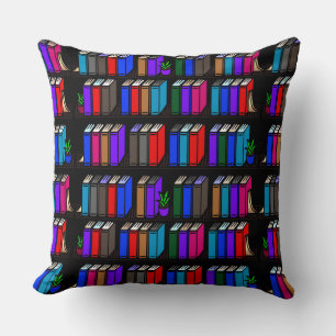 Coussin Petites étagères de livres de bibliothèque Noir
