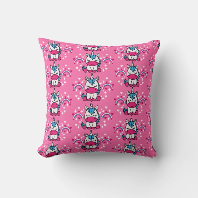Coussin Petites Filles Pink Unicorn Pony (Recto)