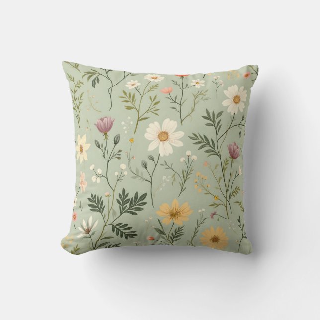 Coussin Petites fleurs dans la prairie (Recto)