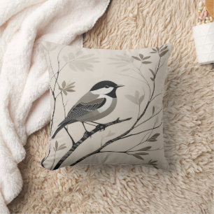 Coussin petites lignes Oiseaux peinture design élégant