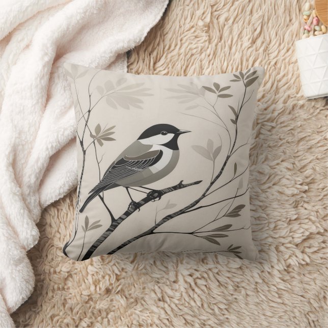 Coussin petites lignes Oiseaux peinture design élégant (Couverture)