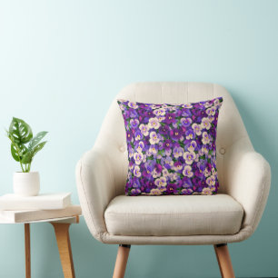 Coussin Petites Pansies pourpres