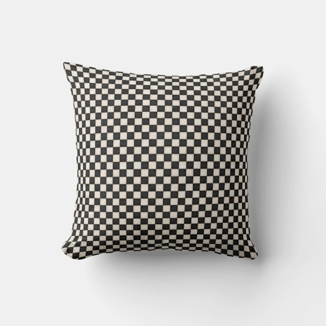 Coussin Petits damiers noir et blanc antique (Recto)