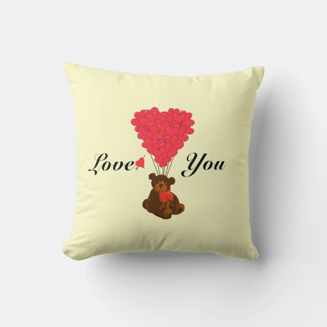 Coussin Petits enfants en peluche valentines amour coeur (Recto)