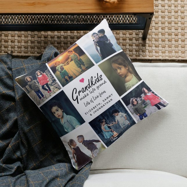 Coussin Petits-enfants font la vie Grand 8 Collage photo p (Créateur téléchargé)