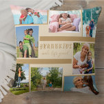 Coussin Petits-enfants font la vie Grand 8 Photo Collage B<br><div class="desc">Ecran design avec collage photo personnalisé et citation pour grands-parents. Le design est imprimé sur les deux côtés du coussin et comporte 8 de vos propres photos. La citation est écrit à la main et dit "Les petits-enfants font grandir la vie". Le modèle photo est configuré pour que vous puissiez...</div>
