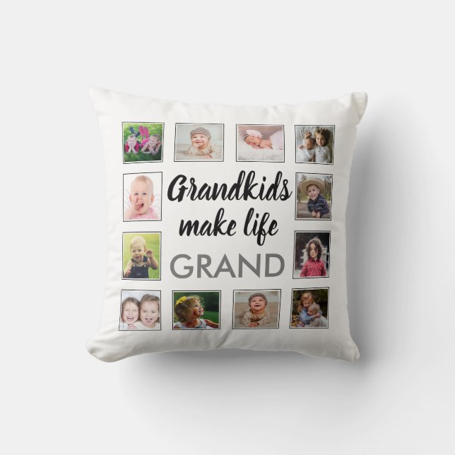 Coussin Petits-enfants font la vie Grand Citation 12 Photo (Recto)