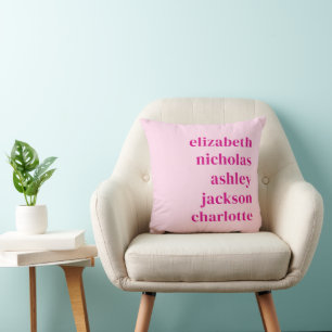 Coussin Petits-enfants Noms Hot rose Moderne Cadeau tendan