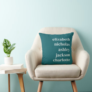 Coussin Petits-enfants Noms Turquoise Moderne tendance Cad
