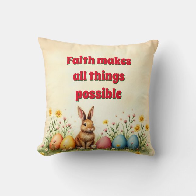 Coussin Petits Lapins Et Oeufs De Pâques Collection Popula (Recto)