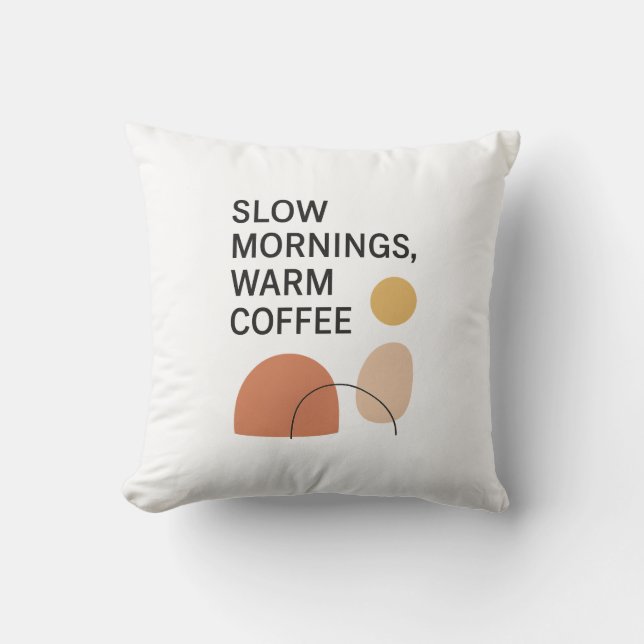 Coussin Petits Matins au Café Chaud Esthétique (Recto)