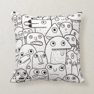 Coussin Petits monstres Doodles