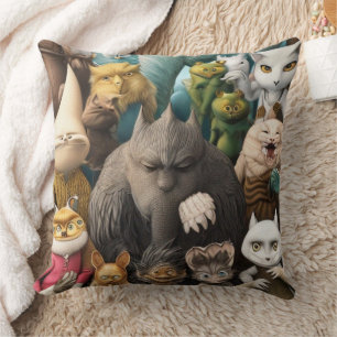 Coussin Petits monstres mignons drôle moderne contemporain