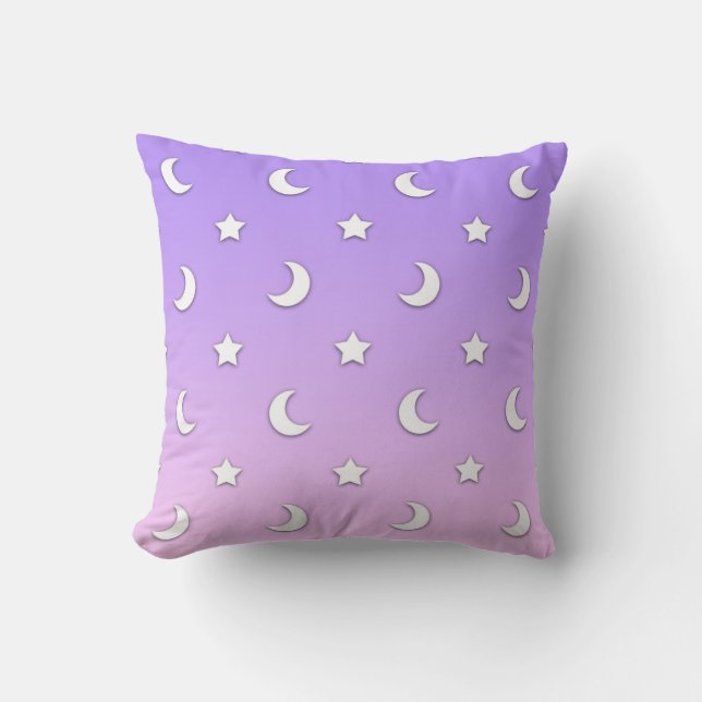 Coussin Petits motifs d'étoiles et de lunes blanches (Recto)