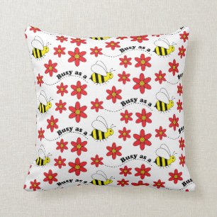 Coussin Petits occupés drôles gaffent le motif d'abeille