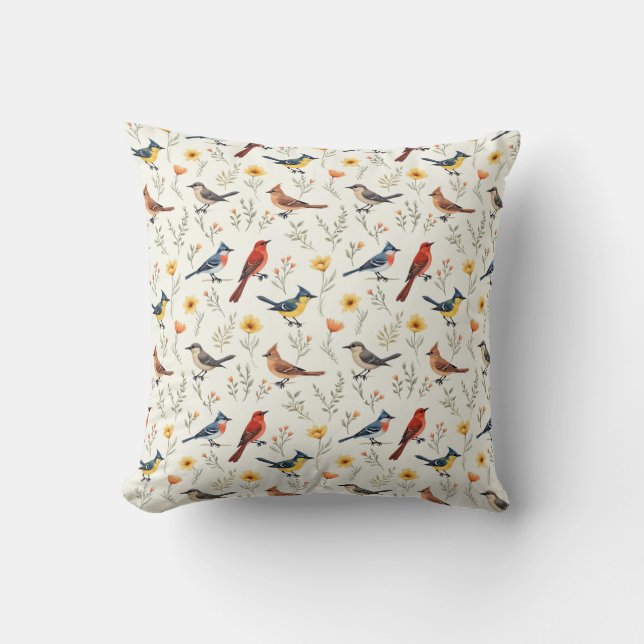Coussin Petits oiseaux colorés (Recto)