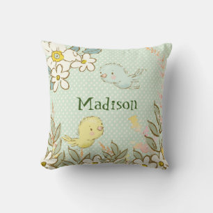 Coussin Petits oiseaux volant Floral Pois Baby Nursery
