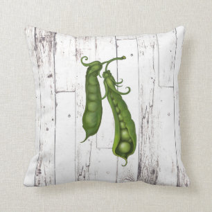 Coussin Petits Pois Sucrés Blanc Bois Rustique Ferme Maiso