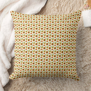 Coussin Petits tournesols et motif de feuilles botaniques