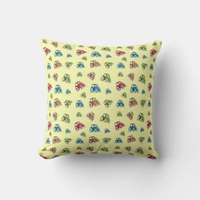 Coussin Petits Tracteurs, Citron, Cuisine (Recto)