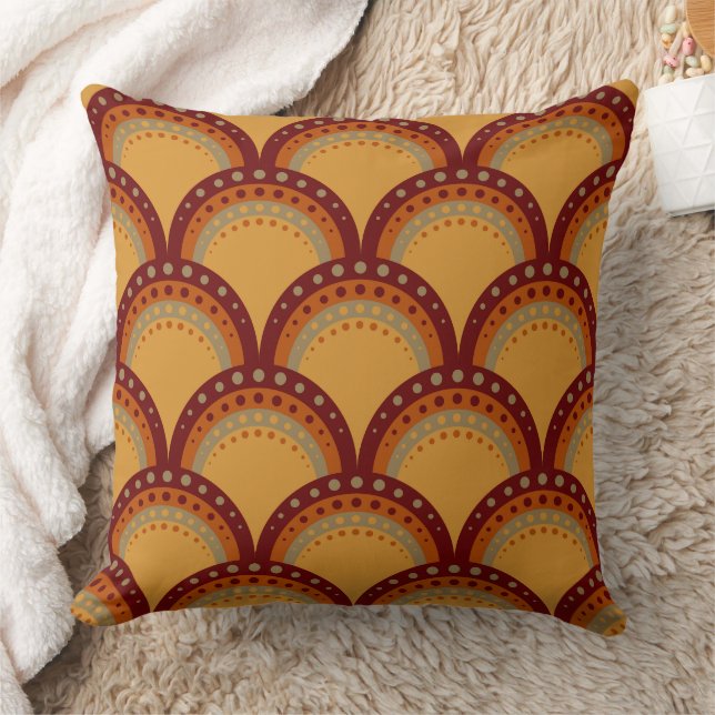 Coussin Pétoncles avec points, Bourgogne, Rouille, Apricot (Couverture)