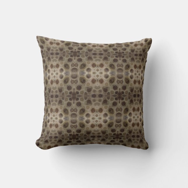 Coussin Petoskey Stone, État de Great Lake, motif fossile (Recto)