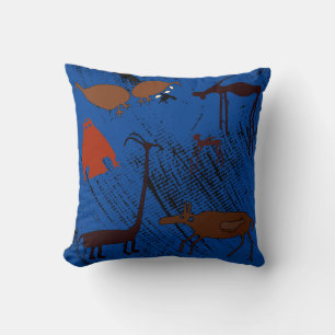 Coussin Petroglyph Cave Art Animaux anciens