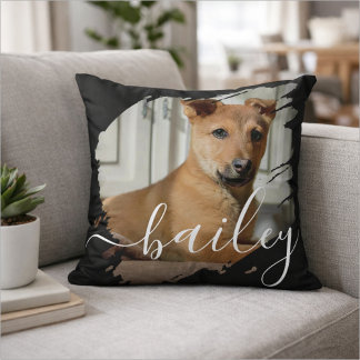 Coussin Pet's Simple Modern Elegant Chic Name and Photo