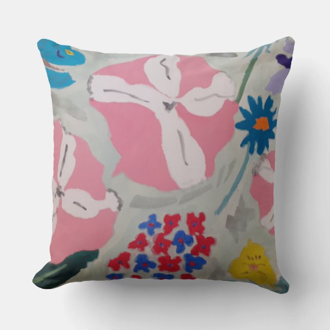 Coussin Pétunia et fleurs d'été (Recto)