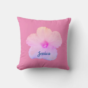Coussin Pétunia rose floral Nom Monogram mignonne Girly 20