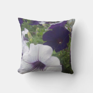 Coussin Pétunias blanc et pourpre