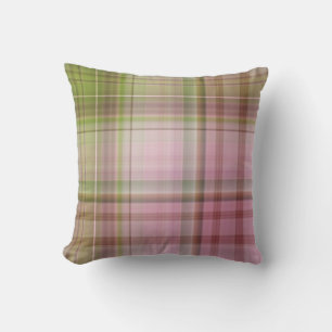 Coussin Pétunias roses damier rose et vert